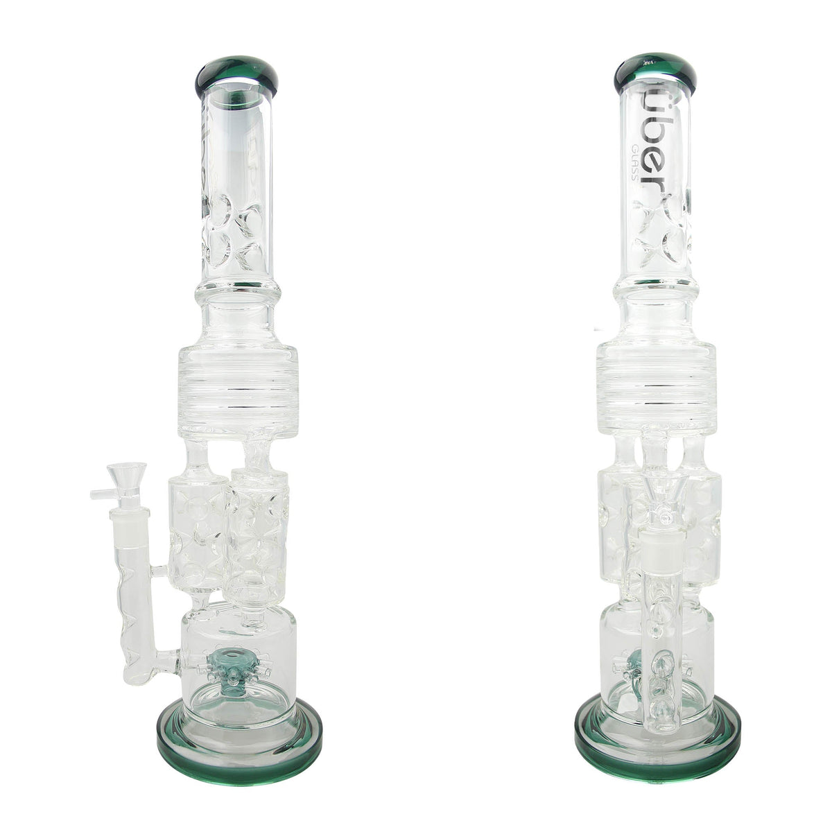 Uber 18" (5mm) Glass Recycler Waterpipe - Style 002 Lake Green