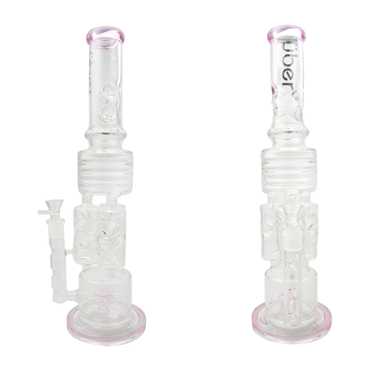 Uber 18" (5mm) Glass Recycler Waterpipe - Style 002 Pink