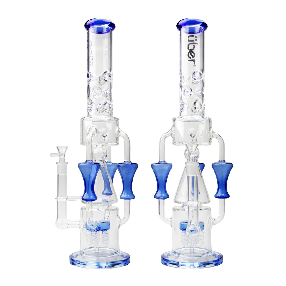 Uber 18" (5mm) Glass Recycler Waterpipe - Style 003 Blue
