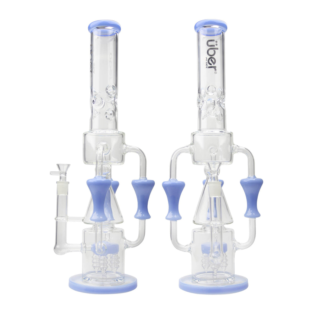 Uber 18" (5mm) Glass Recycler Waterpipe - Style 003 Jade Blue