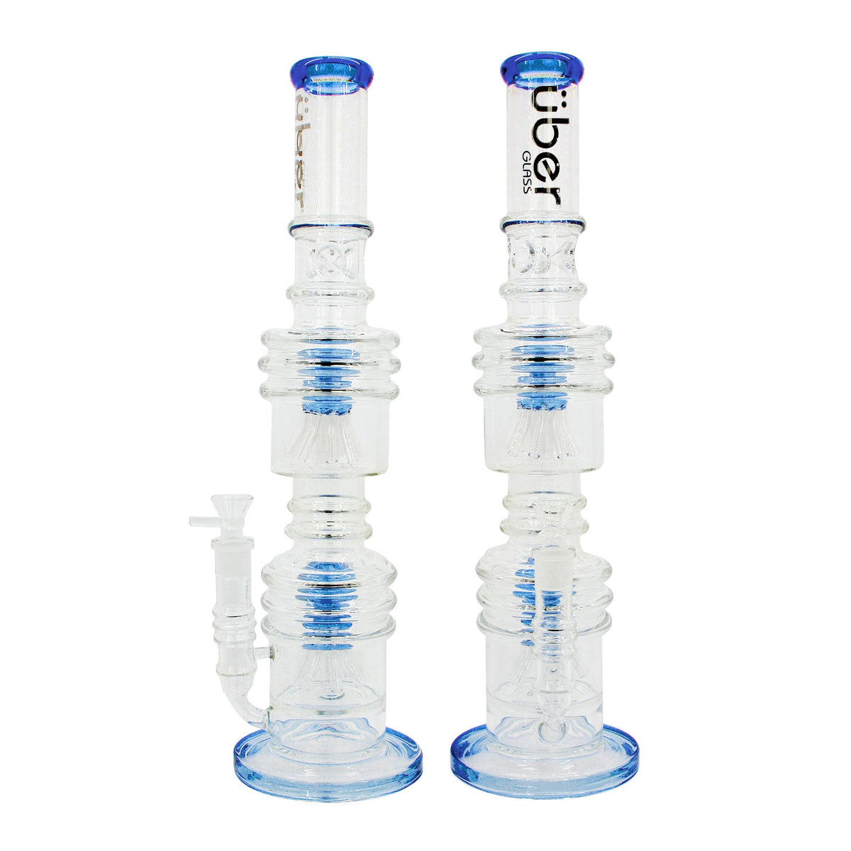 Uber 21" (5mm) Glass Recycler Waterpipe Jade Blue