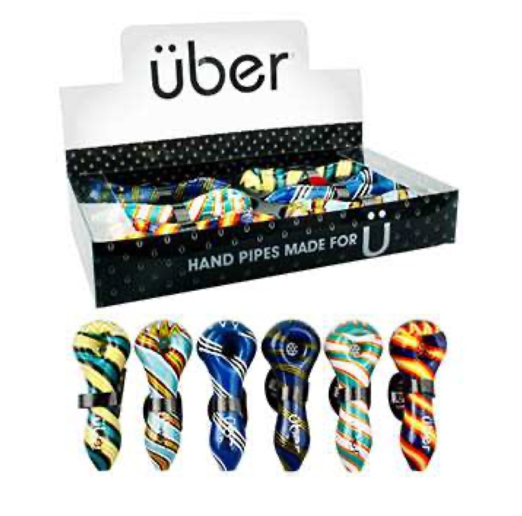Uber I/O 4" Glass Spoon w/ Built-In Screen 6CT Display Design S03