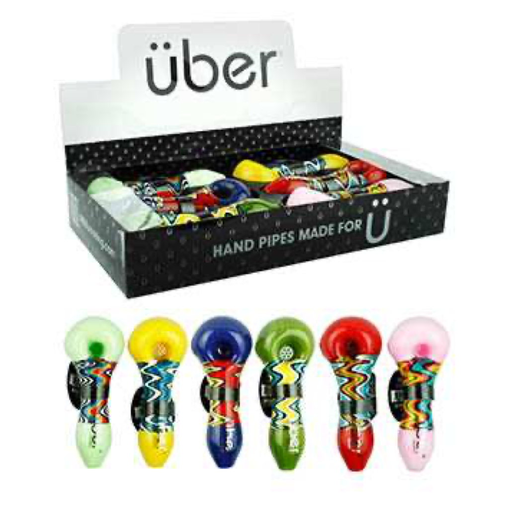 Uber I/O 4" Glass Spoon w/ Built-In Screen 6CT Display Design S09