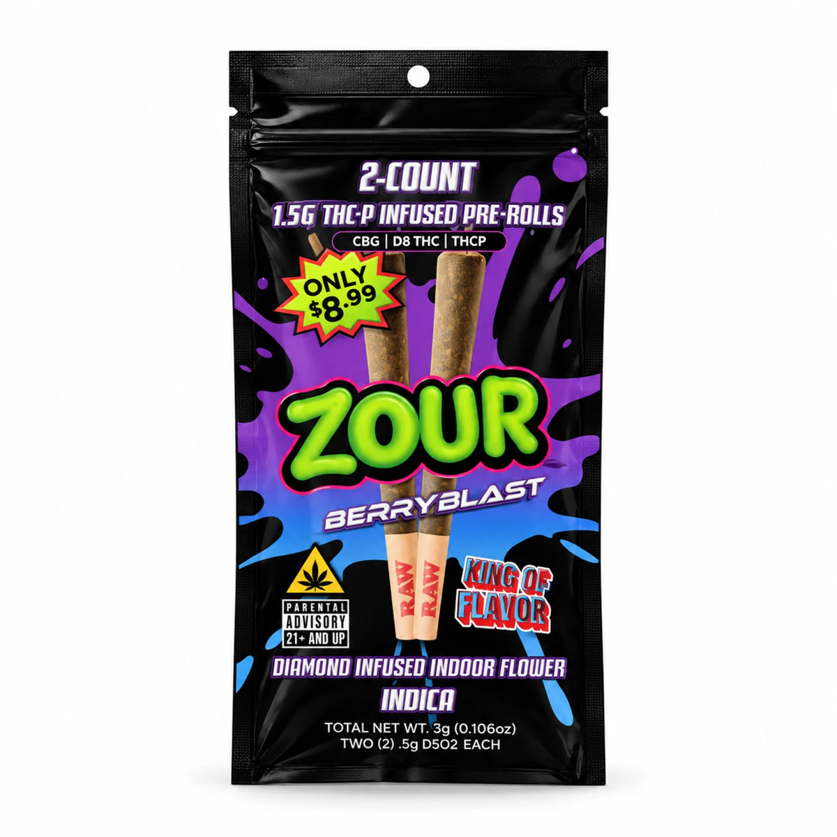 Zour Stash THCP Diamond Infused Pre-Rolls 1.5G (2 Pack)