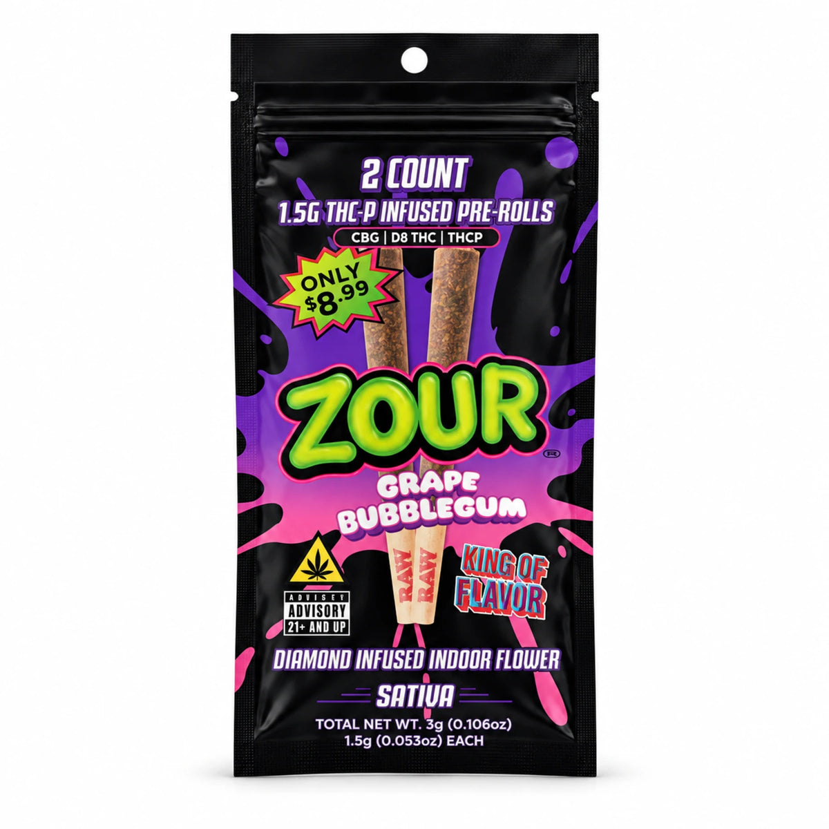 Zour Stash THCP Diamond Infused Pre-Rolls 1.5G (2 Pack)