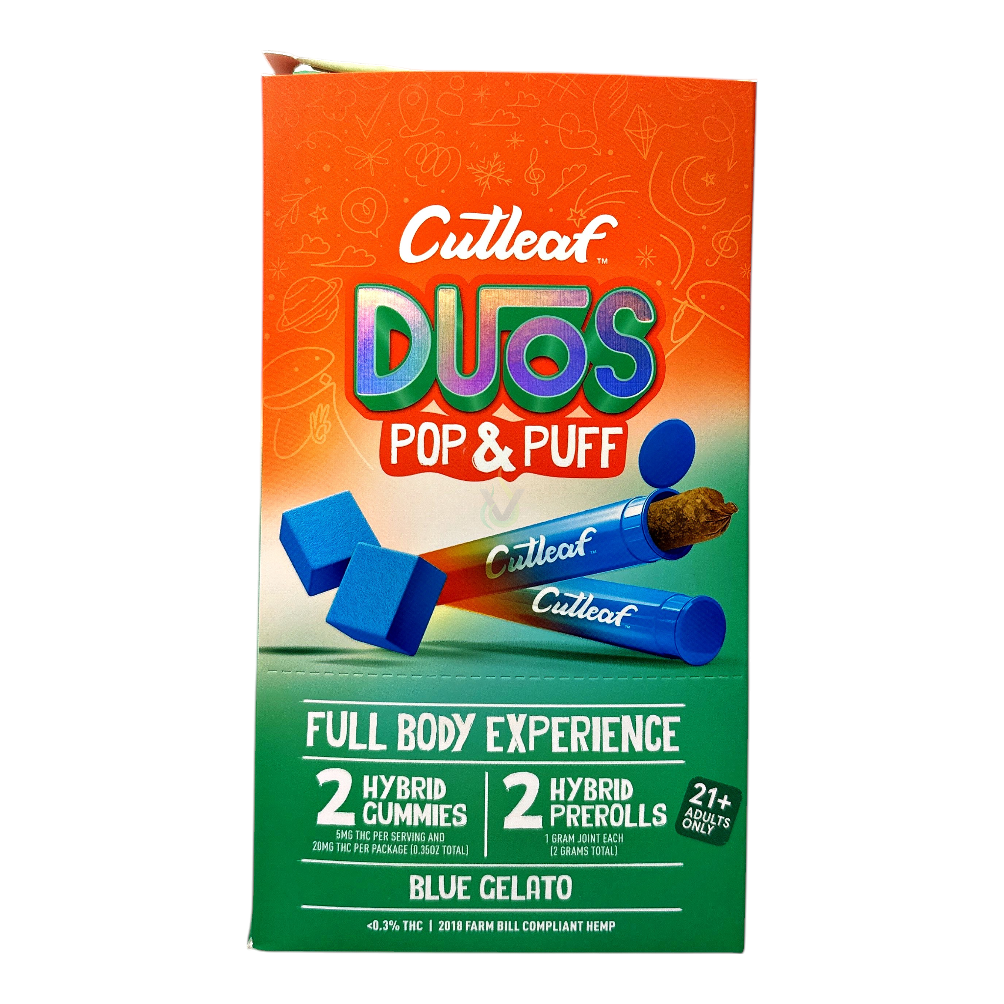 CutLeaf Duos Pop + Puff 2 Gummies (20mg) + 2 Prerolls (2g)