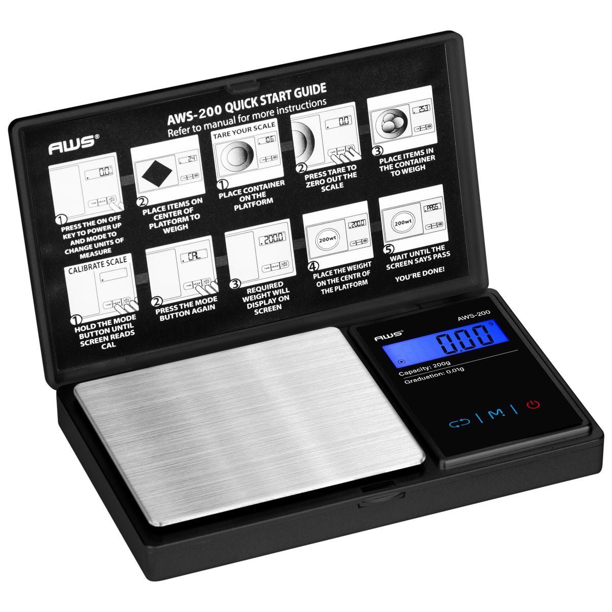 AWS-200 Digital Pocket Scale 200g x 0.01g Black
