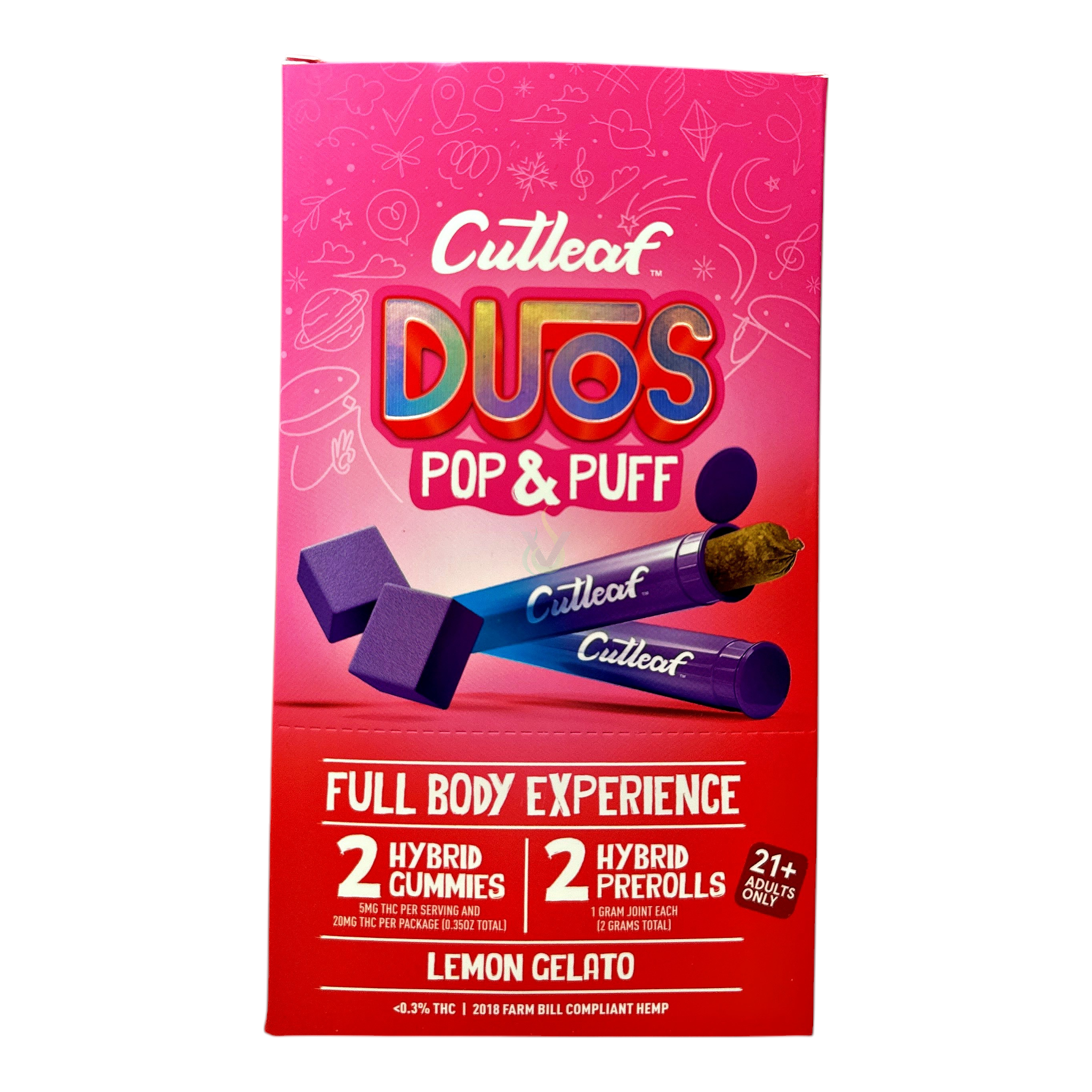CutLeaf Duos Pop + Puff 2 Gummies (20mg) + 2 Prerolls (2g)