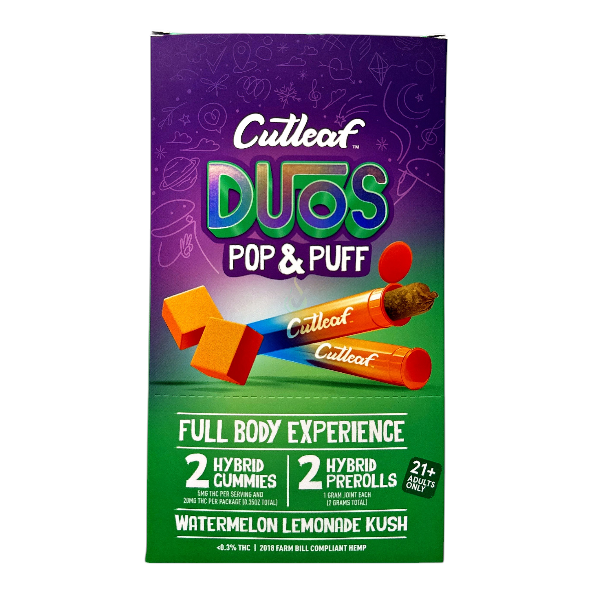 CutLeaf Duos Pop + Puff 2 Gummies (20mg) + 2 Prerolls (2g)