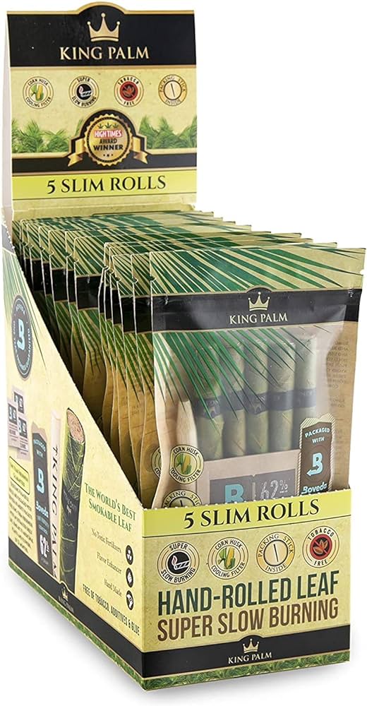 King Plam Slim Size Rollies Super Slow Burner - 5 Rollies Per Pack - 15 Packs Per Display