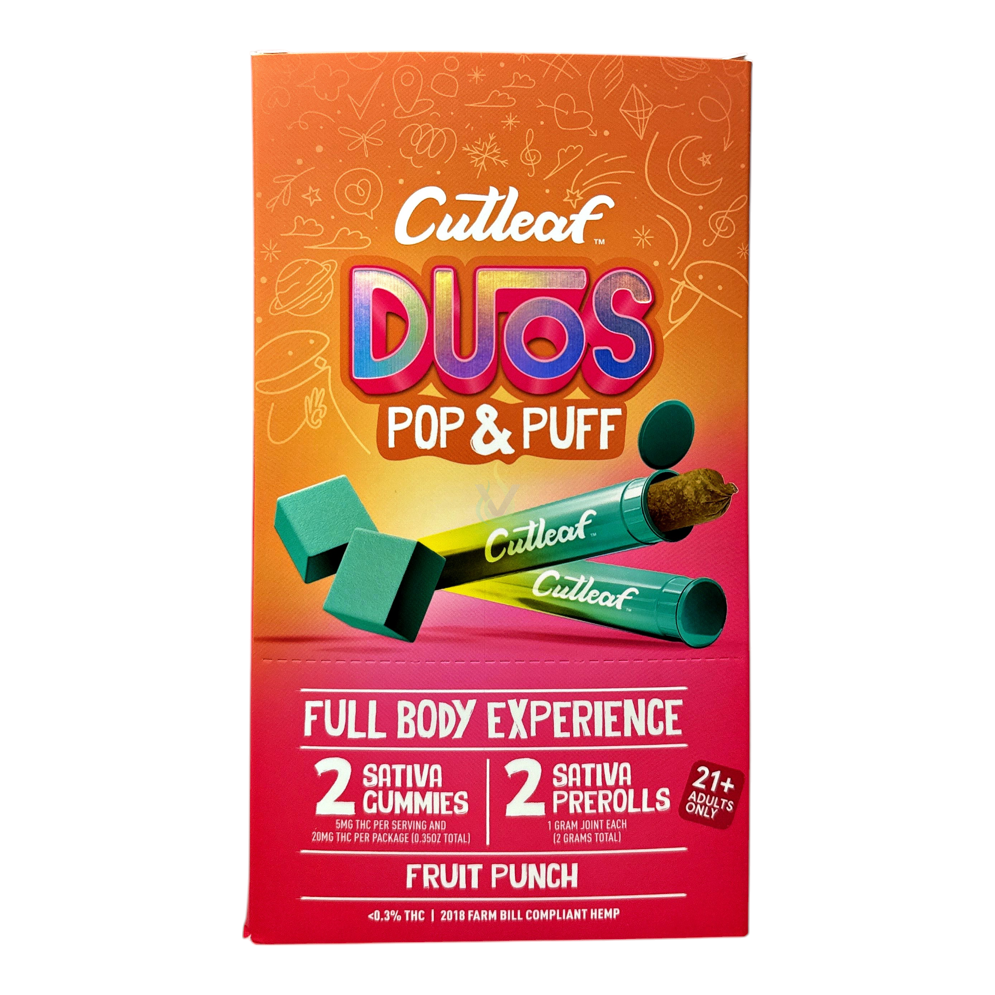 CutLeaf Duos Pop + Puff 2 Gummies (20mg) + 2 Prerolls (2g)