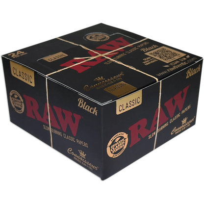 Raw - Classic Black King Size Slim Tips Connoisseur - 24 Counts Per Box