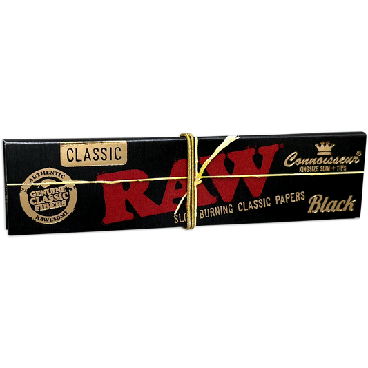 Raw - Classic Black King Size Slim Tips Connoisseur - 24 Counts Per Box