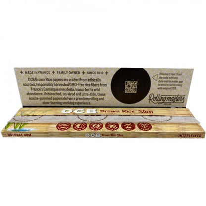 OCB Brown Rice paper - 1 1/4 Size Rolling Paper - 24 Packs Per Display