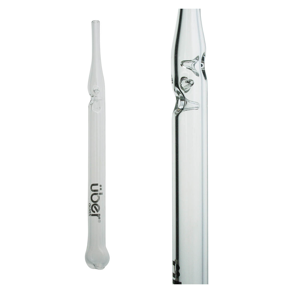 Uber Glass 7" Vapor Straw w/ Flat Mouthpiece - Clear