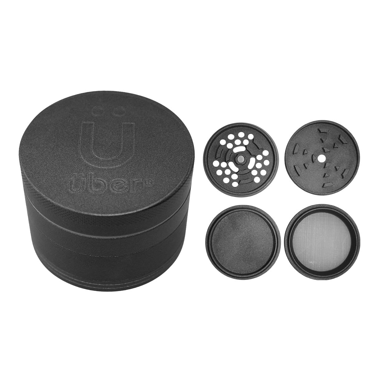 Uber 5.0 Non Stick Grinder 4pc 2.5" 63mm CNC - Matte