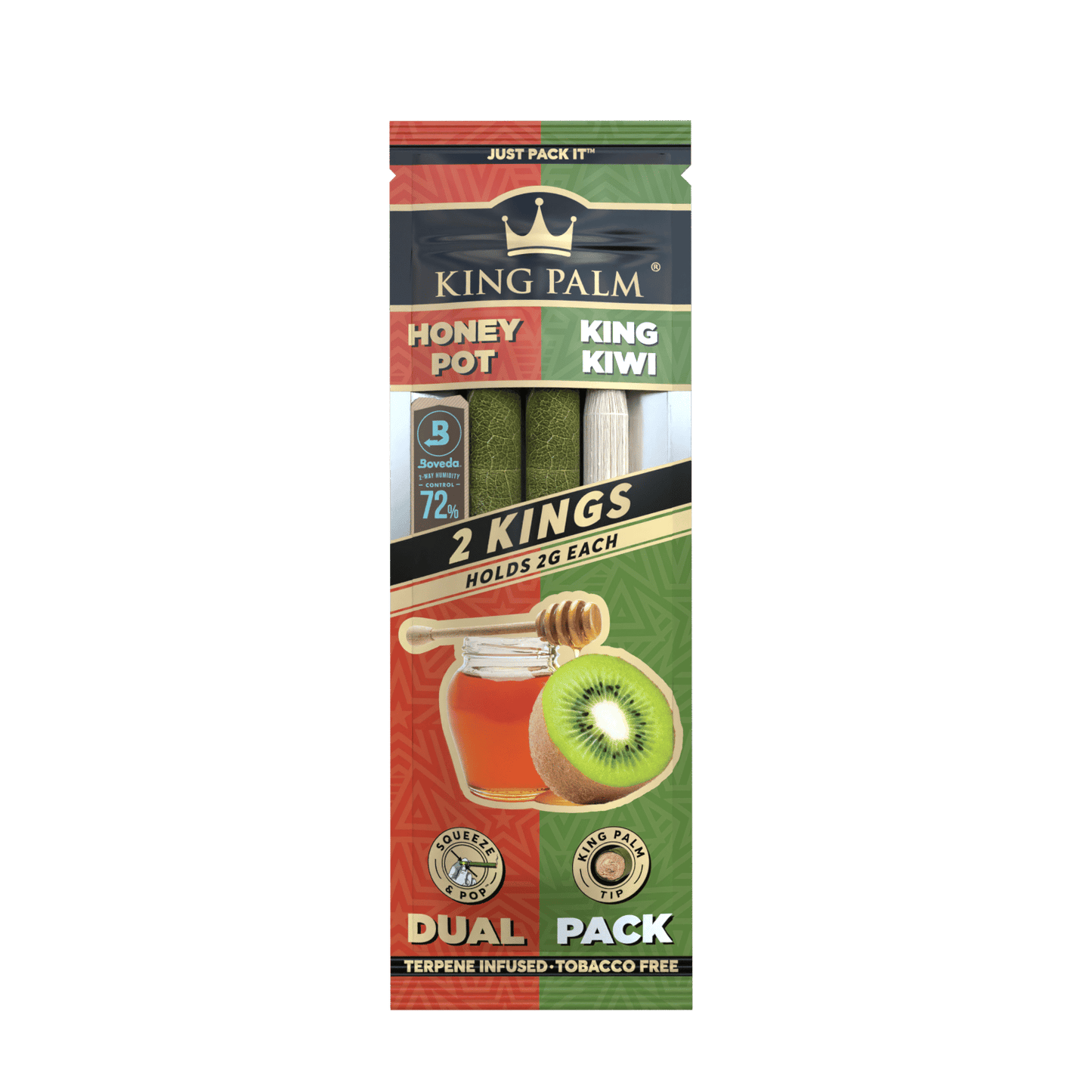 King Palm - Dual Pack Cones - King Size - 2 Grams - 2 Counts Per Pack - 20 Packs Per Display