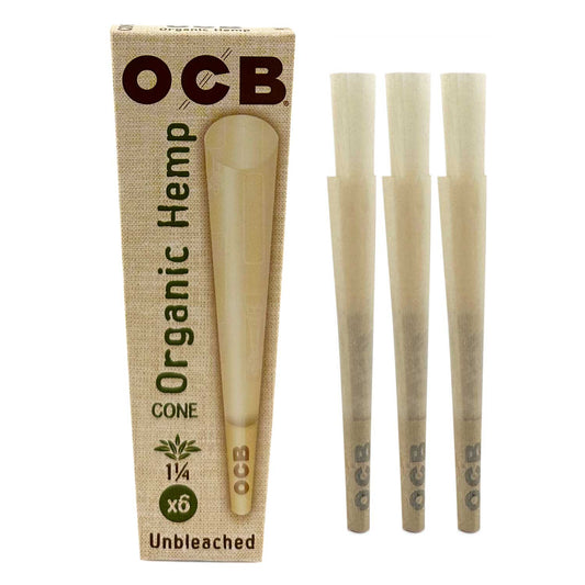 Ocb Organic Hemp Cones 1 1/4 Size Unbleached - 6 Pack per box