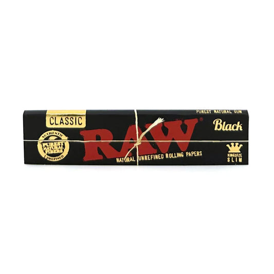 Raw Black King Size Slim Classic Rolling Paper 32 Leaves Per Pack - 50 Packs Per Box