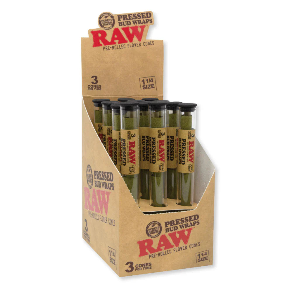 RAW Pressed Bud Wraps 1 1/4 Size Pre Rolled Flower Cones