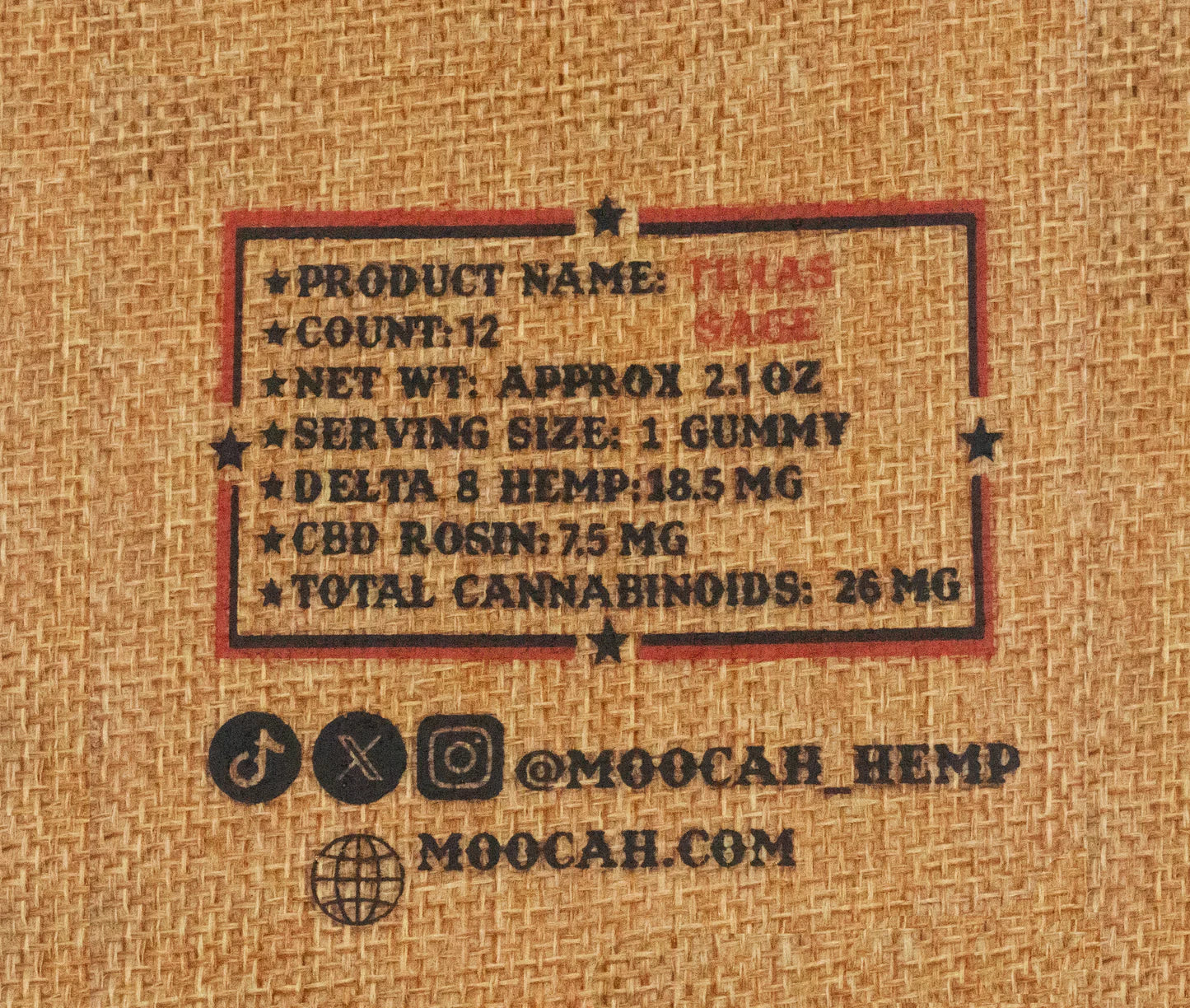 Moocah 20mg D8 + 5mg CBD rosin - 6 or 12 ct