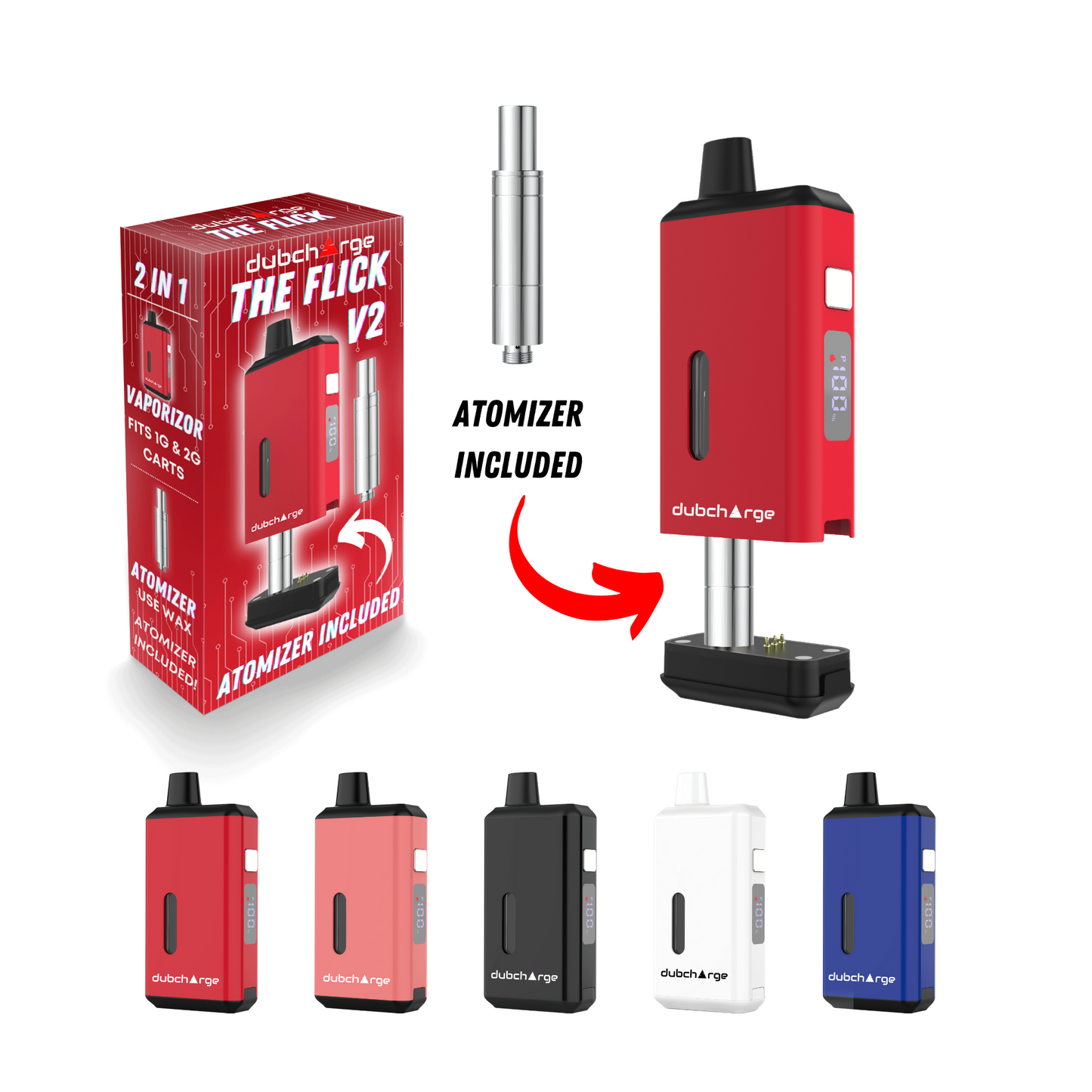 Flick V2 Battery w/ Atomizer - Discreet 510 Thread