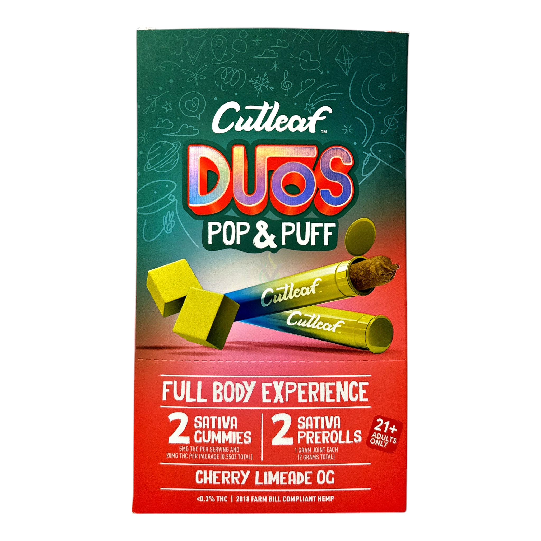 CutLeaf Duos Pop + Puff 2 Gummies (20mg) + 2 Prerolls (2g)