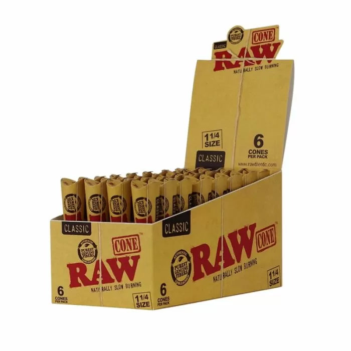 RAW Classic 1 1/4 Size Pre Rolled Cones (6 Pack)