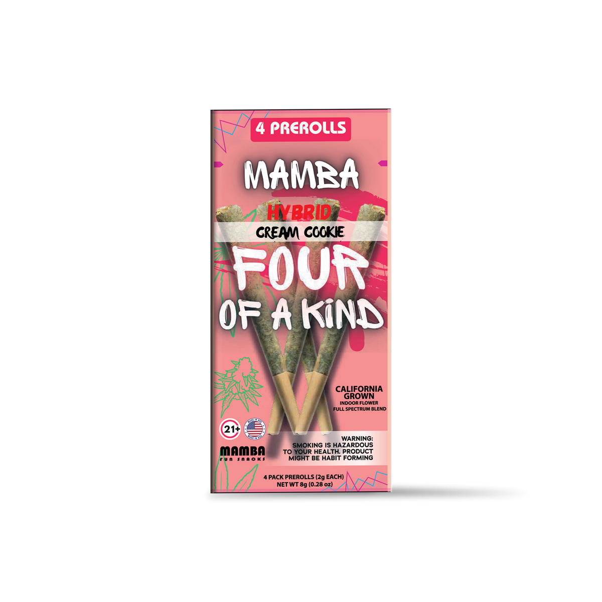 Mamba Madness Four of a Kind Full Spectrum THCa Pre-Rolls 8g