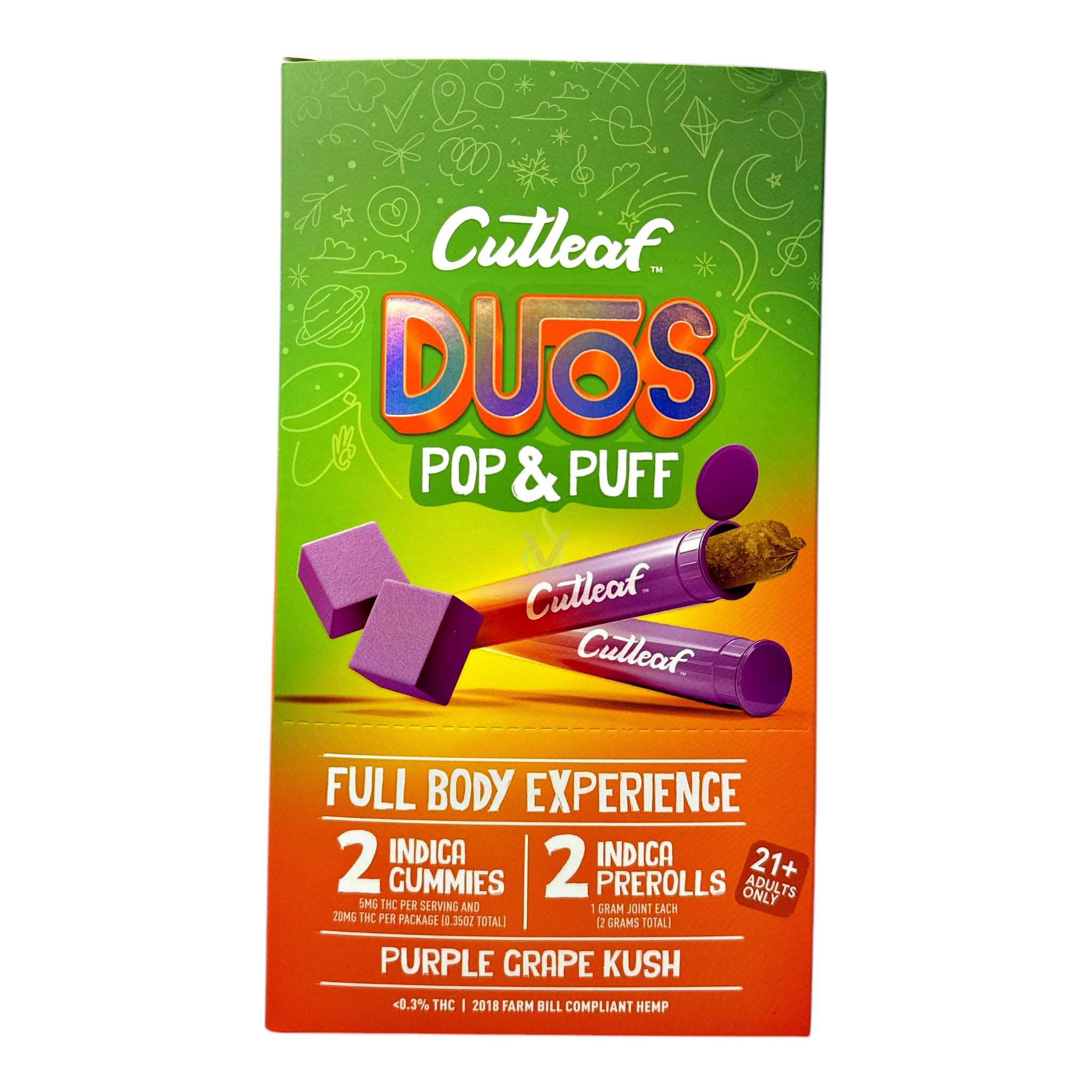 CutLeaf Duos Pop + Puff 2 Gummies (20mg) + 2 Prerolls (2g)