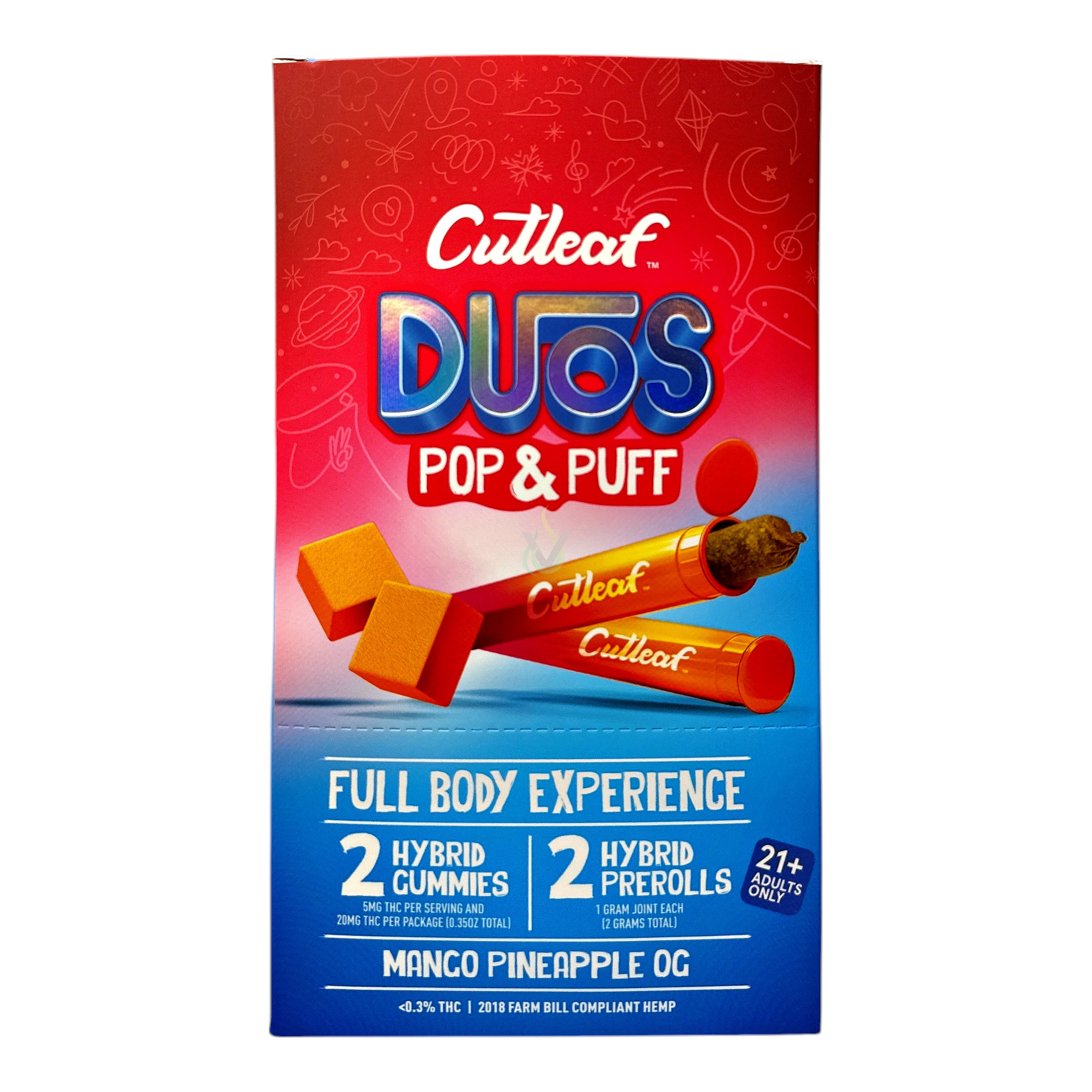 CutLeaf Duos Pop + Puff 2 Gummies (20mg) + 2 Prerolls (2g)