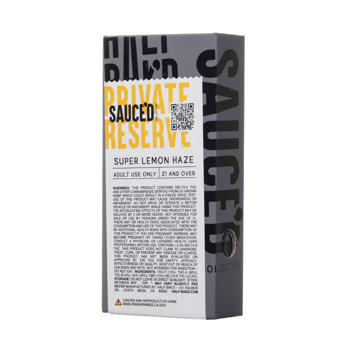 Half Bak'd Sauce'd Private Reserve Live Resin Disposable 1G