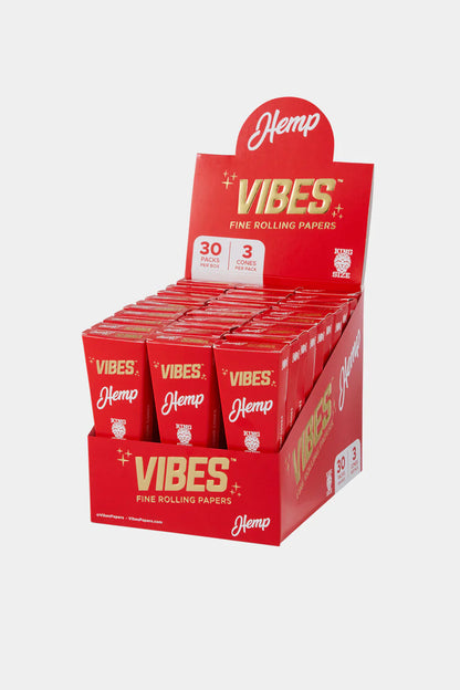 Vibes King Size Pre Rolled Cones - 3 Cones Per Pack - 30 Pack Per Box