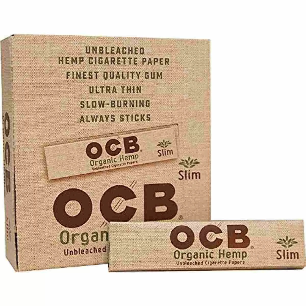 Ocb Organic Hemp Unbleached Paper Slim - Single or 24 Piece Box