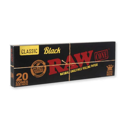 Raw Black Classic Cone - King Size - 20 Counts Per Pack - 12 Packs Per Display