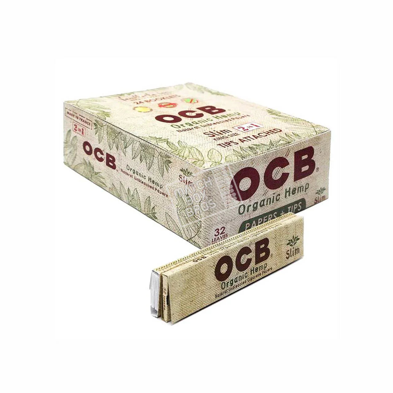 Ocb - Organic Hemp Papers With Tips Slim Size - 24 Pack Per Box