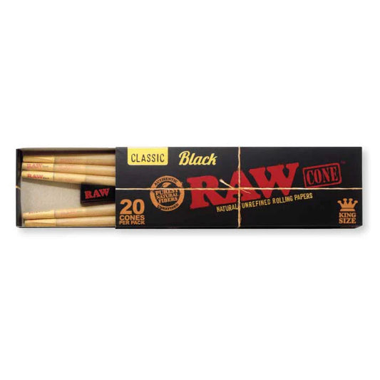 Raw Black Classic Cone - King Size - 20 Counts Per Pack - 12 Packs Per Display