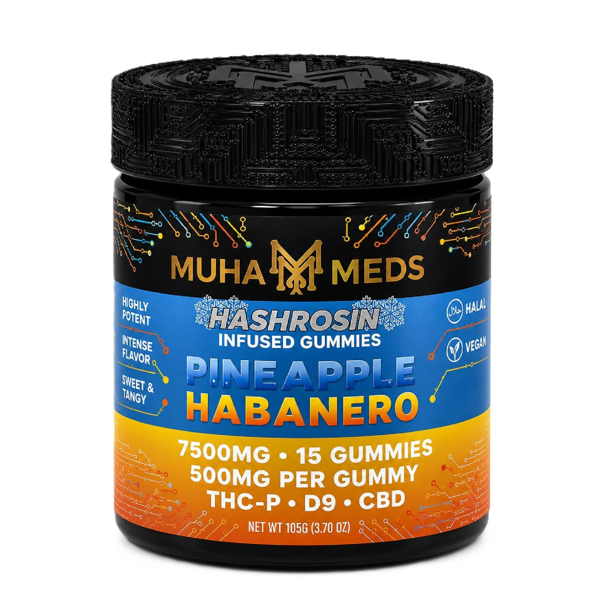 Muha Meds HashRosin Infused Gummies — 7500MG