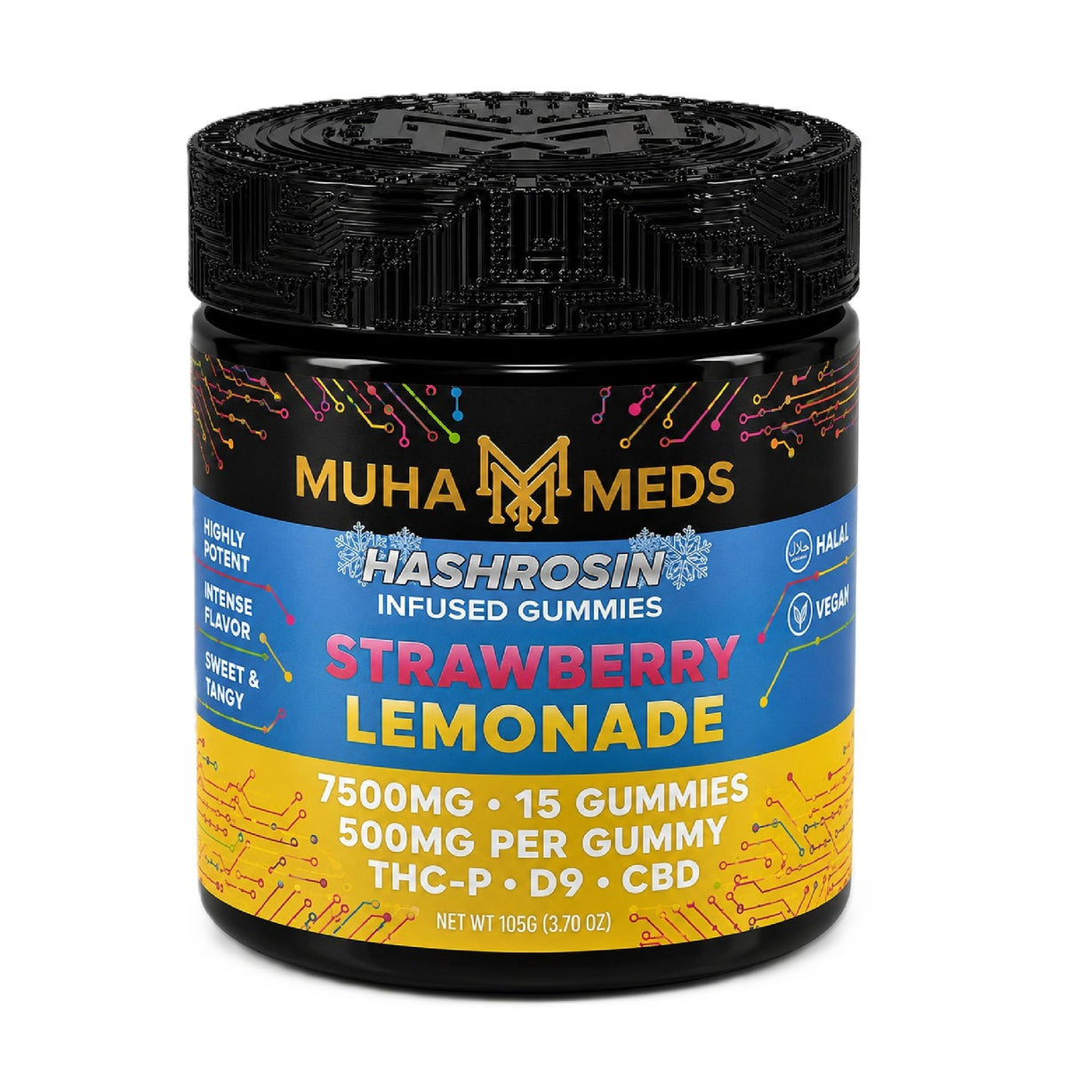 Muha Meds HashRosin Infused Gummies — 7500MG
