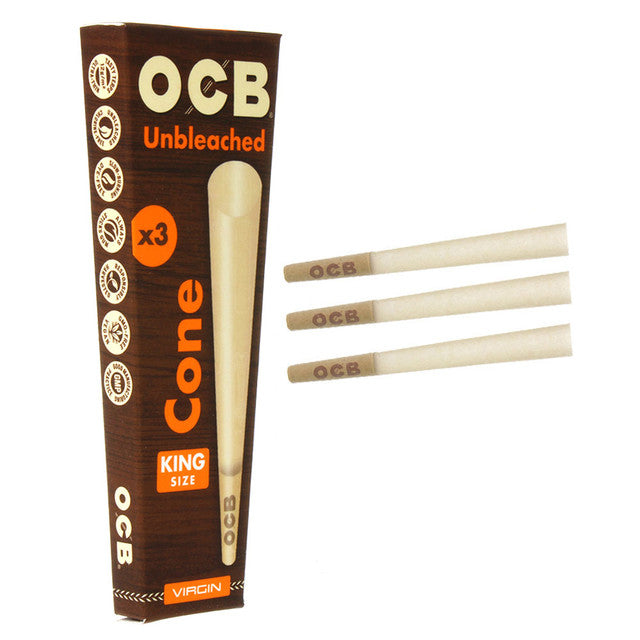 Ocb Virgin Unbleached Cones Box of - 32 Count - 3 Packs King Size