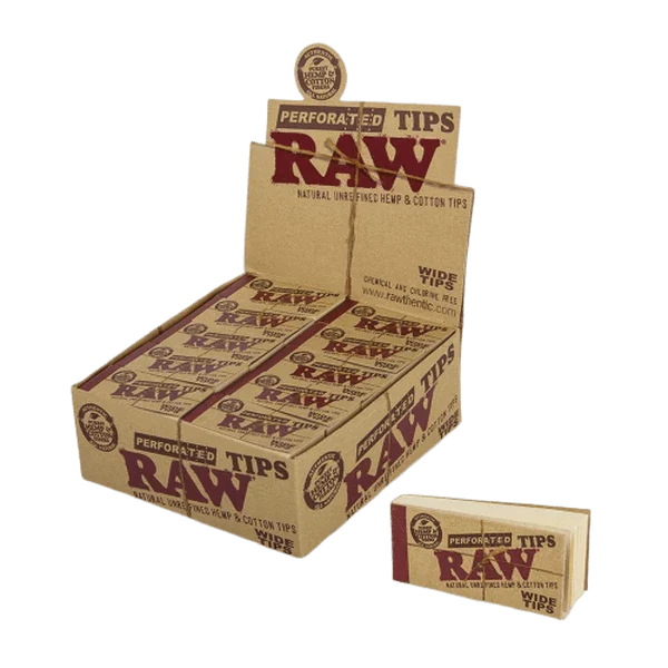 Raw Hemp & Cotton Perforated Tips - 1 Booklet or 1 Box (50 Booklets)