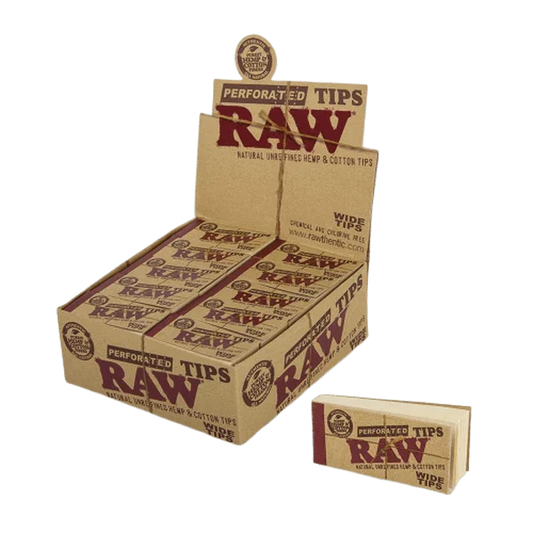 Raw Hemp & Cotton Perforated Tips - 1 Booklet or 1 Box (50 Booklets)