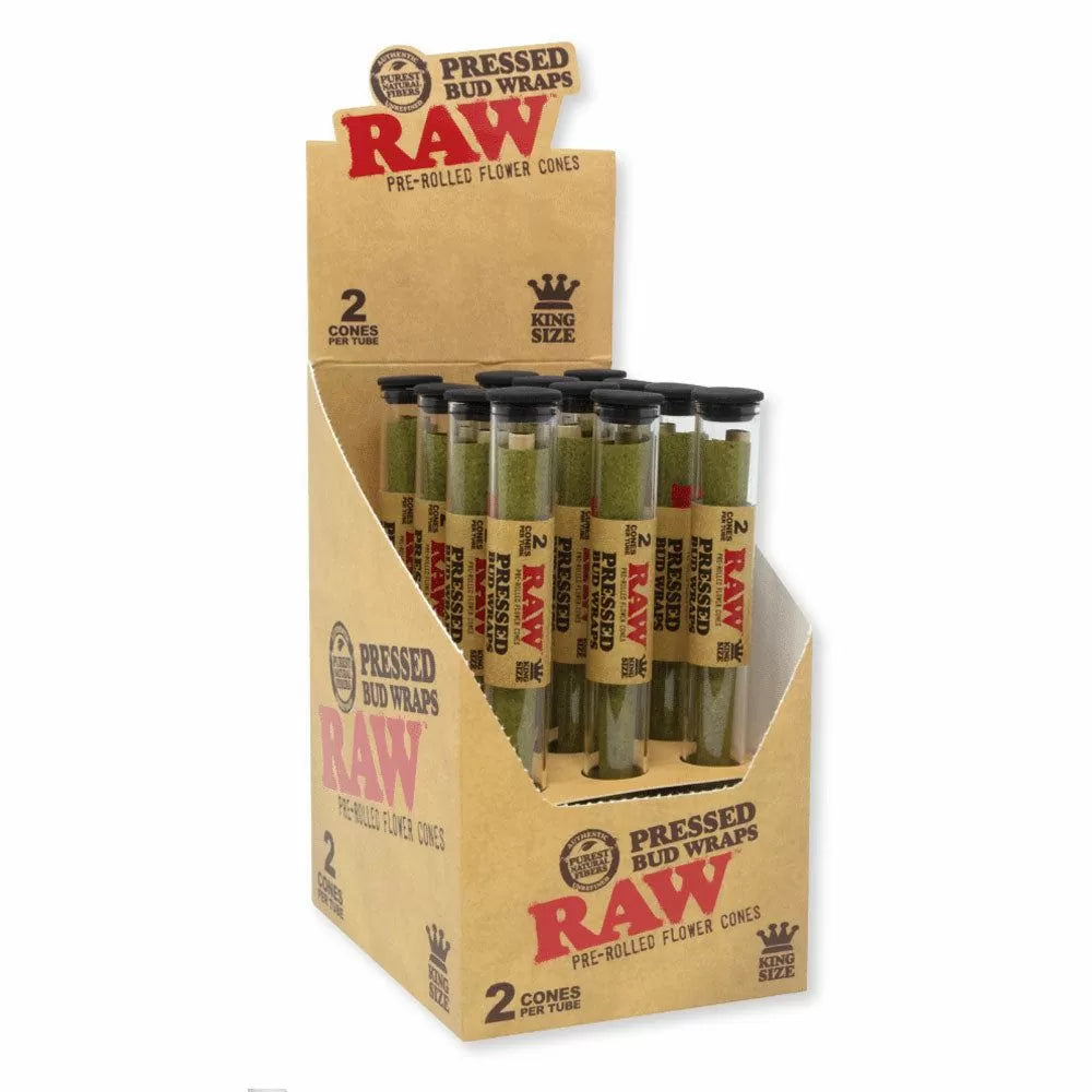 Raw - Pressed Bud Wrap - Flower Cones - King Sized - 2 Counts Per Tube - 12 Tubes Per Box