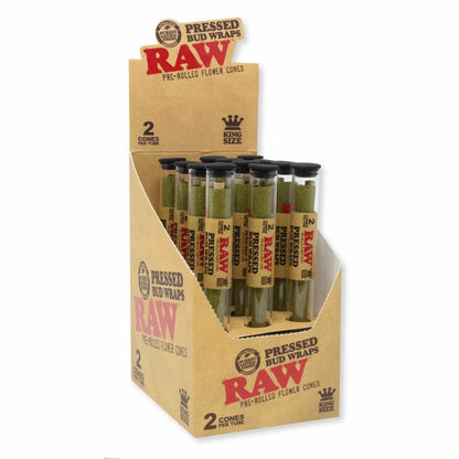 Raw - Pressed Bud Wrap - Flower Cones - King Sized - 2 Counts Per Tube - 12 Tubes Per Box