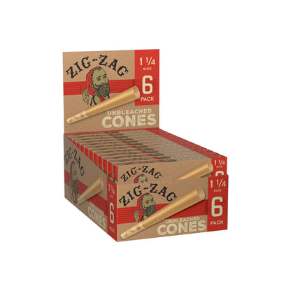 Zig Zag Cones Unbleached 1.25 - 6 Cones Per Pack - 24 Packs Per Display