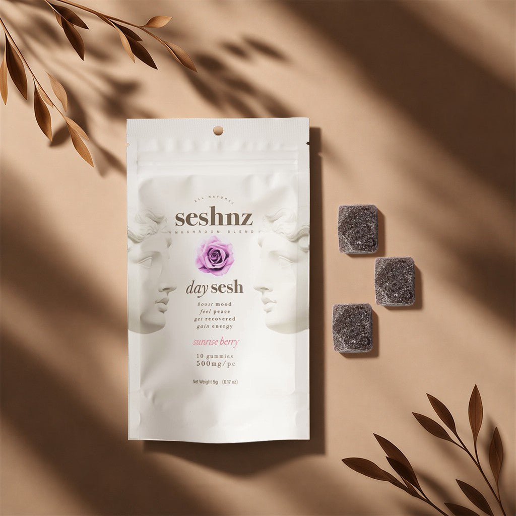 Seshnz Day Sesh Mushroom Blend Gummies Sunrise Berry 10ct bag