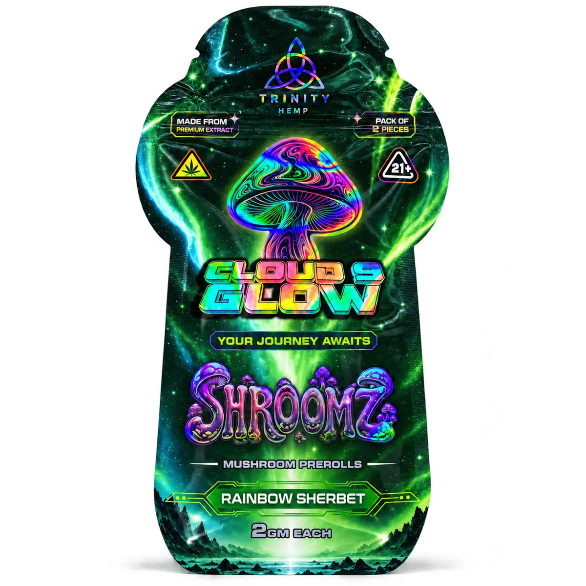 Trinity Hemp Cloud 9 Glow Shroomz Mushroom Prerolls 2g 2ct