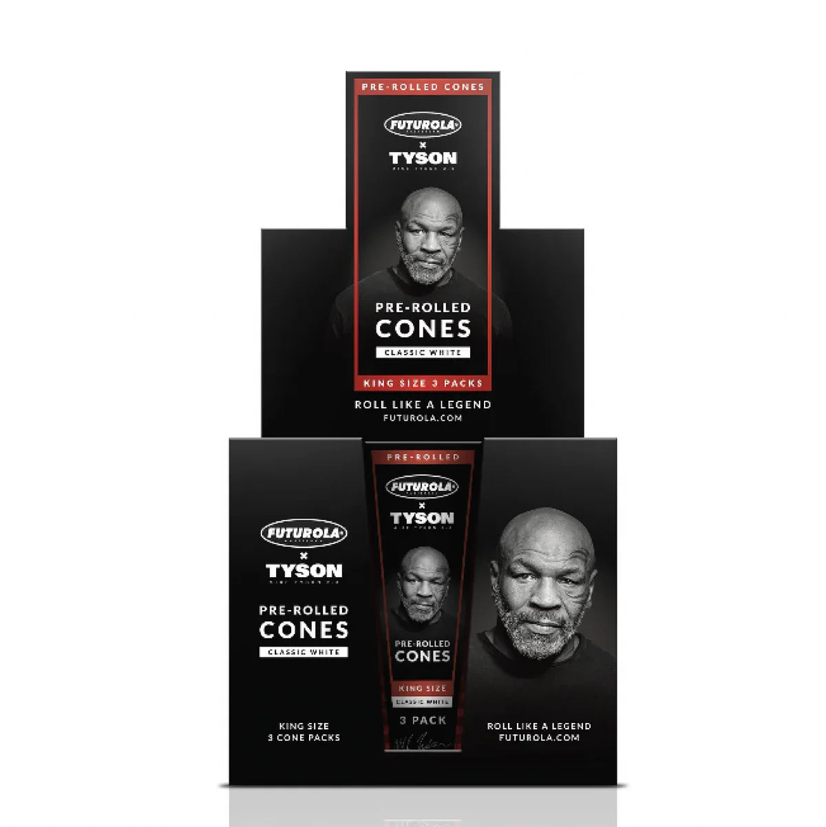 Futurola - Tyson 2.0 Cones - King Size - 3 Counts Per Pack - 30 Packs Per Display - Classic White