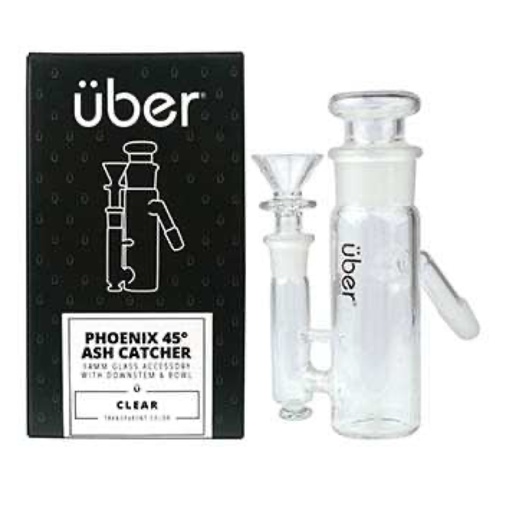 Uber 14mm Ash Catcher w/ Downstem & Bowl - Clear Phoenix 45°