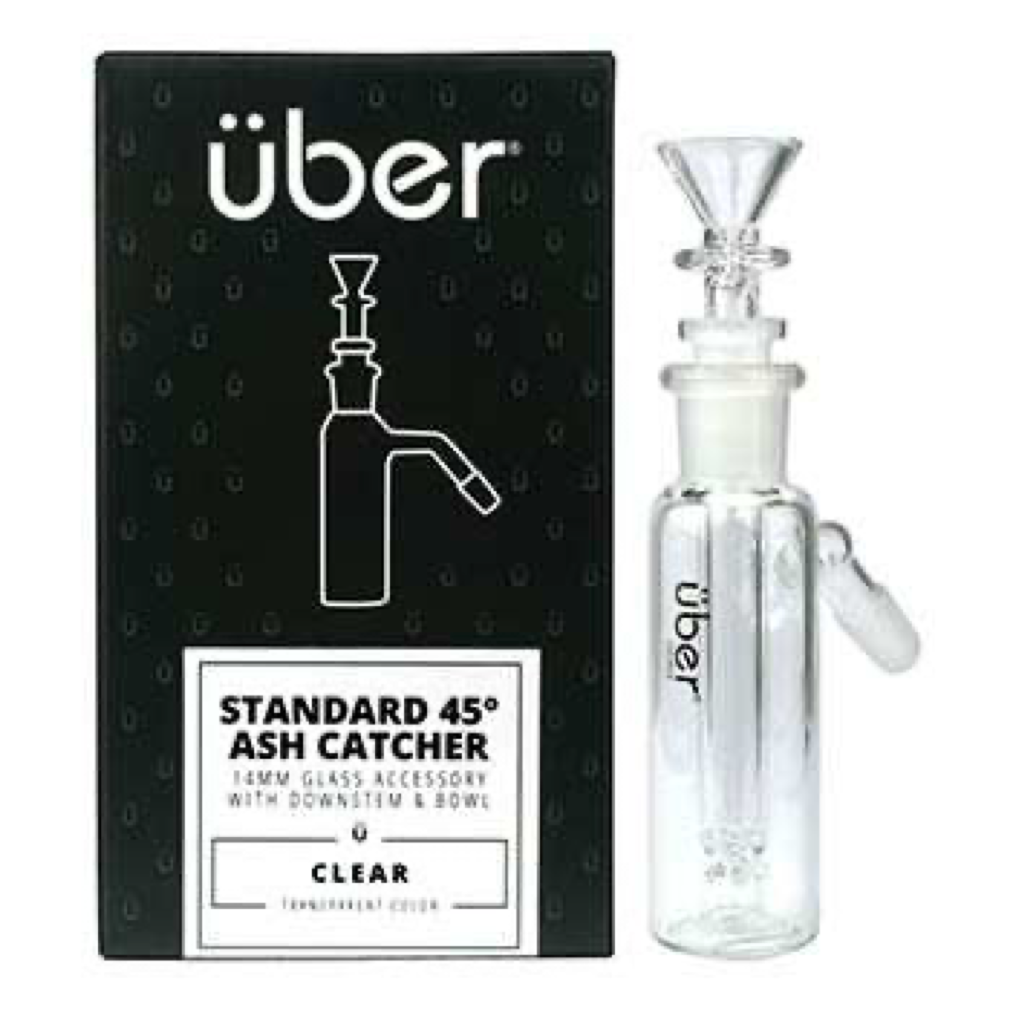 Uber 14mm Ash Catcher w/ Downstem & Bowl - Clear Standard 45°